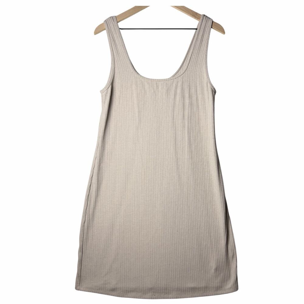 Abercrombie & Fitch Dress Beige Oatmeal Ribbed Knit Swing Sundress Women's XL